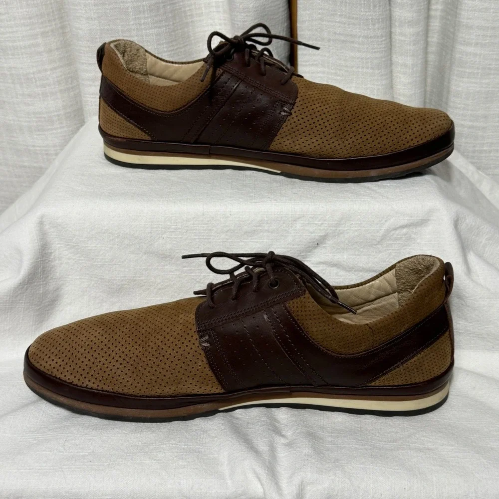 Greyder Men Brown Suede Leather Perforated Lace Up Oxford‎ Dress Shoes Size 10US